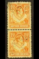 1938-52  1½d Yellow-brown, TICK BIRD FLAW In Vertical Pair With Normal, SG 30b, Very Fine Used. For More... - Nordrhodesien (...-1963)