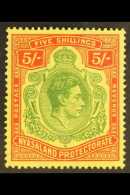 1938-44  5s Green & Red On Pale Yellow, Ordinary Paper, SG 141a, Never Hinged Mint. For More Images, Please... - Nyasaland (1907-1953)