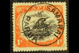 1907  1s Black And Orange, Small Papua, P.12½, SG 58, Very Fine Used Samarai Cds. For More Images, Please... - Papua New Guinea