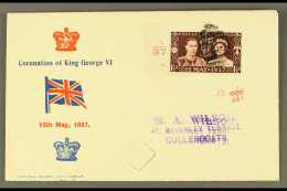 1937  (17 Sept) Unusual Illustrated Coronation Env Mailed From Pitcairn Is (Agency Cds On Reverse) To England,... - Pitcairn Islands