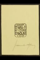 SPERATI REPRODUCTION  1858-61 5p Moldavian Bull, Proof In Black On Paper, Signed Beneath By Jean De Sperati; On... - Autres & Non Classés