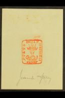 SPERATI REPRODUCTION  1858-61 80p Moldavian Bull, Proof In Red On Paper, Signed Beneath By Jean De Sperati; On... - Sonstige & Ohne Zuordnung