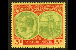 1929  5s Green And Red/yellow, SG 47c, Very Fine Mint. For More Images, Please Visit... - St.Kitts And Nevis ( 1983-...)