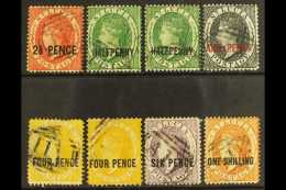 1881-84 USED SURCHARGE SELECTION  On A Stock Card. Includes 1881 2½d CC Wmk, 1882-84 Set With ½d... - St.Lucia (...-1978)