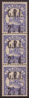 1914  (3 Sept) "G.R.I." Surcharge 2½d On 20pf Ultramarine (SG 104) Vertical Strip Of Three, The Top Stamp... - Samoa