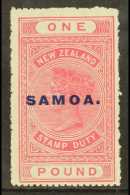 1918  £1 Rose-carmine, Perf 14½x14, SG 132, Fine Lightly Hinged Mint. For More Images, Please Visit... - Samoa (Staat)