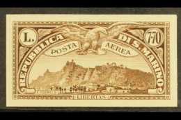 1931  7L 70c Brown "Eagle Over Mt Titano", Air Post,  Variety "IMPERF", Sass. 8a, Superb Unused With 4 Large... - Autres & Non Classés