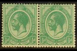1913-24   ½d DARK MOSSY GREEN, SACC 2e, Never Hinged Mint, Horizontal Pair, Certificate Accompanies. Rare... - Unclassified