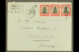 1926-7  1d Black & Red, Pretoria Printing, Perf.13½x14, Strip Of 3 Used On 1930 Cover, SG 31d, Light... - Unclassified