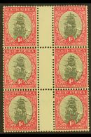 1933-48  1d Grey & Carmine, Perf.13½x14 Gutter Block Of 6, Watermark Upright, SG 56d, Never Hinged... - Unclassified