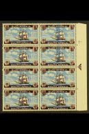 1962  12½c Blue & Deep Chocolate, British Settlers, Arrow Block Of 8 With LARGE BLUE INK FLAW (doctor... - Non Classés