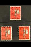 1965  3c Windhoek Anniversary, COLOUR TRIALS Of 3c Brown And Salmon, And Brown On Bright Red SASC 228, Plus... - South West Africa (1923-1990)