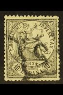 1874  10p Black "Justice" Allegory, SG 226,  Used With Neat Arana "5" Cancel Of Granada. Tiny Hinge Thinning... - Autres & Non Classés