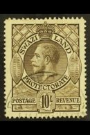 1933  KGV 10s Sepia, SG 20, Very Fine Used. For More Images, Please Visit... - Swasiland (...-1967)