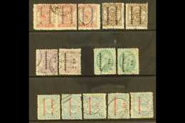 1894-95 FINE USED  A Useful Surcharge Group On A Stock Card. Includes 1894 Surcharged Set With ½d On 4d... - Tonga (...-1970)