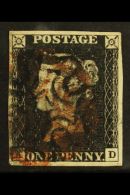 1840  1d Black 'AD' Plate VII With Nice Clear Strikes Of Both RED AND BLACK MALTESE CROSS CANCELLATIONS, SG Spec... - Unclassified