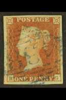 1841  1d Red "RG" With Large Part Irish "438" (Tullamore) In BLUE, Fine With Four Margins. For More Images,... - Sonstige & Ohne Zuordnung