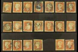 1841  1d Reds With Clear BLUE Numeral Cancels, With 65, 89, 93, 263, 293, 338, 340, 370, 448, 479, 651, 670, 784,... - Autres & Non Classés