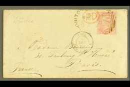 1860 4D FRANKING TO PARIS  (Dec) Envelope Bearing 4d Rose, SG 66, Tied By Neat Honiton Sideways Duplex, Transit... - Andere & Zonder Classificatie