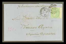 1861 1S FRANKING TO ARGENTINA  (April) Entire Letter "Per Southampton Mail Steamer", Bearing 1s Green SG 73, Wing... - Other & Unclassified