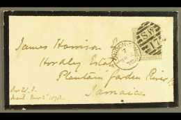 1878  (Mar 2) Mourning Cover Addressed To Plantain Garden River P.O., Jamaica, Bearing 6d Grey (SG 147), Plate... - Autres & Non Classés