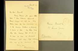 1894 W.E. GLADSTONE - SIGNED LETTER AND OFFICIAL PAID SIGNED ENVELOPE  1894 (8th March) Envelope And Letter Of... - Autres & Non Classés
