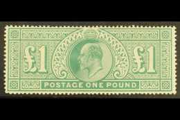 1902  £1 Dull Blue- Green DLR Printing, SG 266, Lightly Hinged Large Part OG With Great Colour & Full... - Sin Clasificación