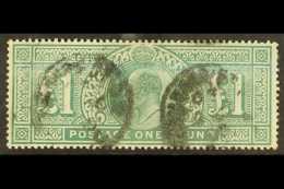 1902-10  £1 Dull Blue-green, SG 266, Good Used, One Shortish Perf And Very Light Blue Crayon Mark.  For... - Non Classés