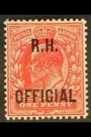 OFFICIAL  ROYAL HOUSEHOLD 1902 1d Scarlet Ovptd "R.H. OFFICIAL" SG O92, Very Fine Mint. For More Images, Please... - Unclassified