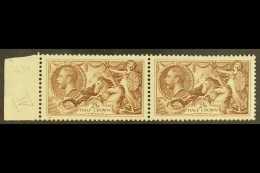 1934  2s 6d Chocolate Re-engraved Seahorse, SG 450, Horizontal Marginal Pair, Fine NHM But Tiny Rust Spot On... - Sin Clasificación