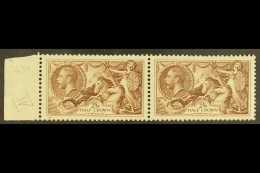 1934  2s 6d Chocolate Re-engraved Seahorse, SG 450, Horizontal Marginal Pair, Fine NHM But Tiny Rust Spot On... - Unclassified