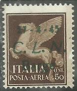 SOPRASTAMPATO D'ITALIA ITALY OVERPRINTED 1945 CLN BARGE ALLEGORICI POSTA AEREA AIR MAIL CENT. 50 C MNH - National Liberation Committee (CLN)