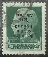 EMISSIONI LOCALI: BASE ATLANTICA 1943 CENT. 25c DOPPIA VARIETA' VARIETY USATO USED OBLITERE' - Emissions Locales/autonomes