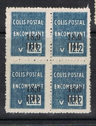 ALGERIE COLIS POSTAL N°150 N** EN BLOC DE 4, Variété Sans Surcharge - Paketmarken