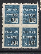 ALGERIE COLIS POSTAL N°150 N** EN BLOC DE 4, Variété Sans Surcharge - Parcel Post