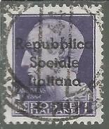 EMISSIONI LOCALI TERAMO 1944 SOPRASTAMPATO D' ITALIA ITALY OVERPRINTED  LIRE 1 LIRA USATO USED OBLITERE' - Local And Autonomous Issues