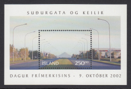 Iceland MNH 2002 Souvenir Sheet 250k Sudurgata, Reykjavik - Stamp Day - Nuevos