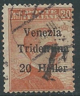 1918-19 TRENTINO ALTO ADIGE USATO SEGNATASSE PROVVISORI BZ1/7 20 H - Z1-7 - Trento