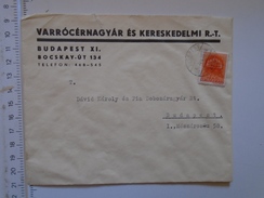 D149813  Hungary    Cover  - Varrocérnagyar és Ker. RT.  Budapest   Ca 1940 - Briefe U. Dokumente