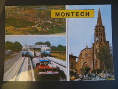 Cpm Montech - 82 - Multivues Incluant La Pente D'eau Péniche - Voyagée Ed Cely - Montech