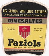 Etiquette Vin Wine Label - Paziols - Vin De Pays D'Oc