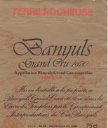 Etiquette Vin Wine Label -  Banyuls Grand Cru 1970 - Vin De Pays D'Oc
