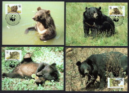 1989  WWF Himalayan Black Bear  Set Of 4 Maximum Cards - Pakistan