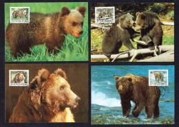 1988  Yugoslavia  Brown Bear    Set Of 4  On WWF Maximum Cards - Tarjetas – Máxima