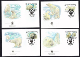 1987  USSR  Polar Bear   Set Of 4  On WWF FDCs - FDC