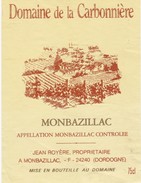 Etiquette Vin Wine Label -  Monbazillac - Domaine De La Carbonniére - Monbazillac