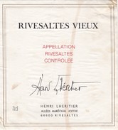 Etiquette Vin Wine Label -  Rivesaltes Vieux - Vin De Pays D'Oc