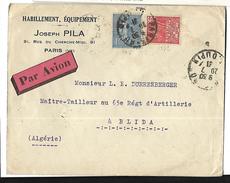 Lettre Par Avion De Paris  Vers Blida ( Algérie ) Le 20  Juillet 1931   Arrivée Niger Le 22 ,Alger Vle 23 - 1921-1960: Modern Tijdperk