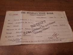 Old Cheque - USA  1923, The Peoples State Bank - Andere & Zonder Classificatie