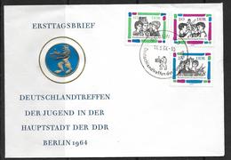 DDR 1964  FDC  Mi 1022 - 1024 Deutschlandtreffen Der Jugend, Berlin - 1er Día – FDC (hojas)